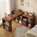 Corner desk bedroom girls computer desk solid wood l-shaped desk bookcase all-in-one corner workstation office table