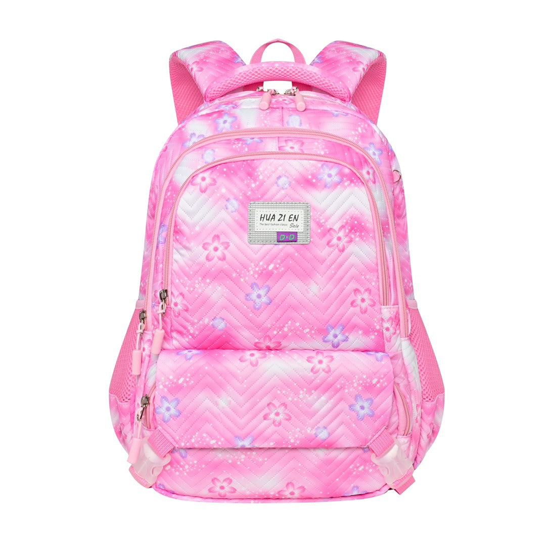 Primary and secondary school girls schoolbag large capacity gradual change backpack to reduce the burden of spine protection ultra light children bag cute
