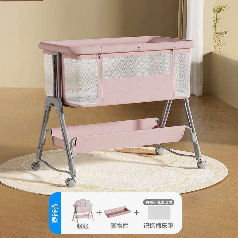 Baby crib: portable, foldable, multi-functional, adjustable height, seamless splicing, newborn-sized bassinet