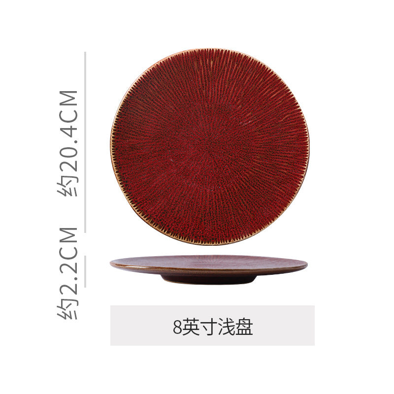 Retro high-looking kiln-turned creative plate ceramic western food plate for home restaurant steak plate stylish dessert plate