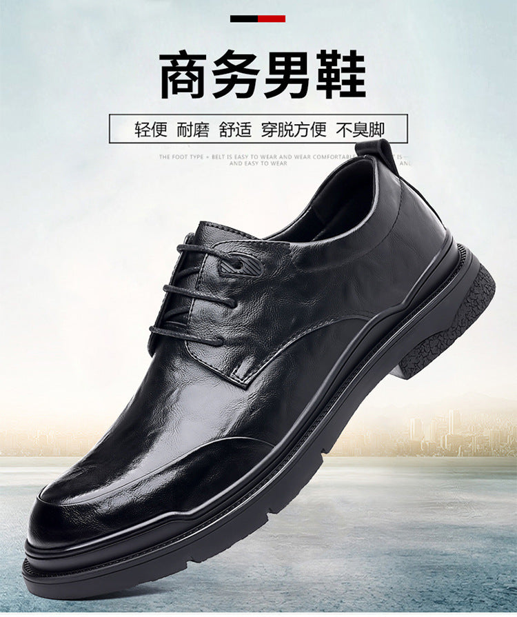Men's leather dress shoes - british style, live stream, cross-border, black, formal business casual, soft sole, wedding groom, suit shoes