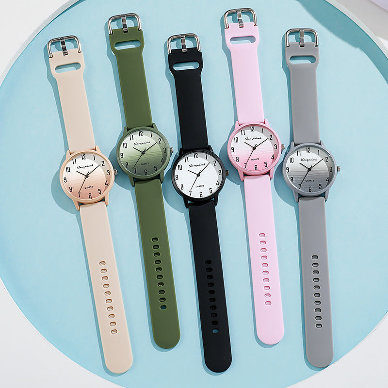 new casual minimalist jelly color women's watch student fashion round silicone strap quartz watch for girls