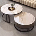Rock slab coffee table accessible luxury modern casual round small apartment tea table living room for home tea table new arrival normcore marble