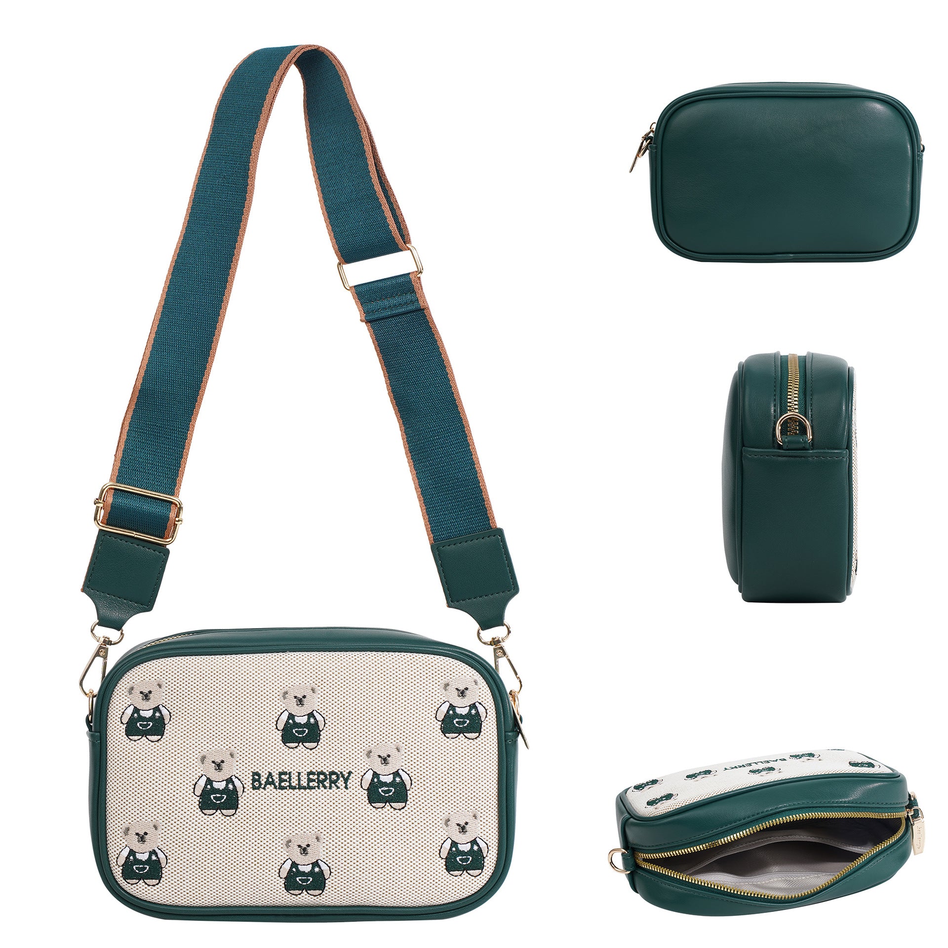 New bear embroidered women's shoulder bag bag messenger bag women's large-capacity hot-selling women's bag fashion pu Korean niche