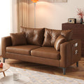 Vintage coffee brown [high-elasticity sponge] oil wax leather - includes storage bag + throw pillow