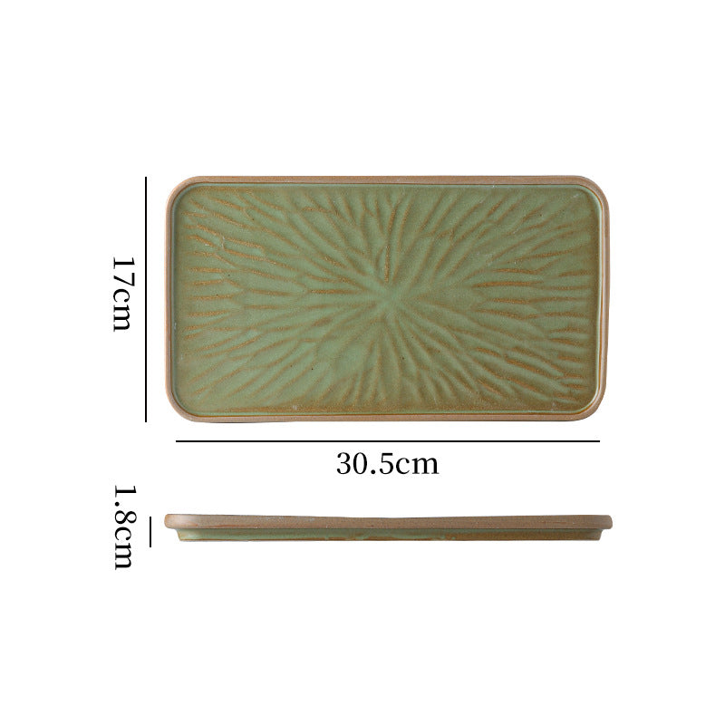 Japanese-style ceramic creative retro rectangular flat plate fish plate restaurant home hotel unique serving plate dessert plate square plate