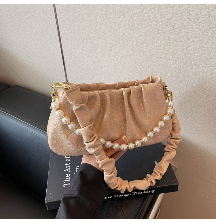 Cross-border large-capacity bag women's summer 2025 new casual messenger bag Korean version single shoulder underarm pleated cloud bag