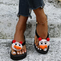 Plus size cute cartoon animal platform flip-flops - lightweight, casual, comfortable, perfect for shopping, travel, and beach days