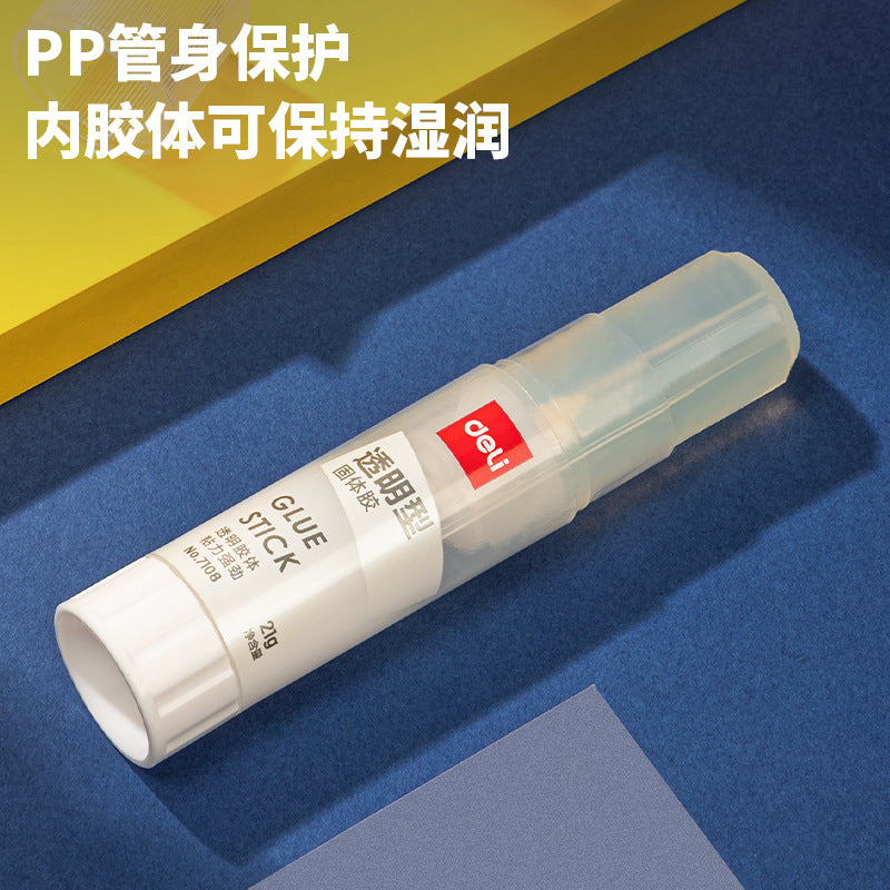 Deli 7108 large 21g transparent solid glue ACR material handmade glue stick wholesale strong stickiness student office