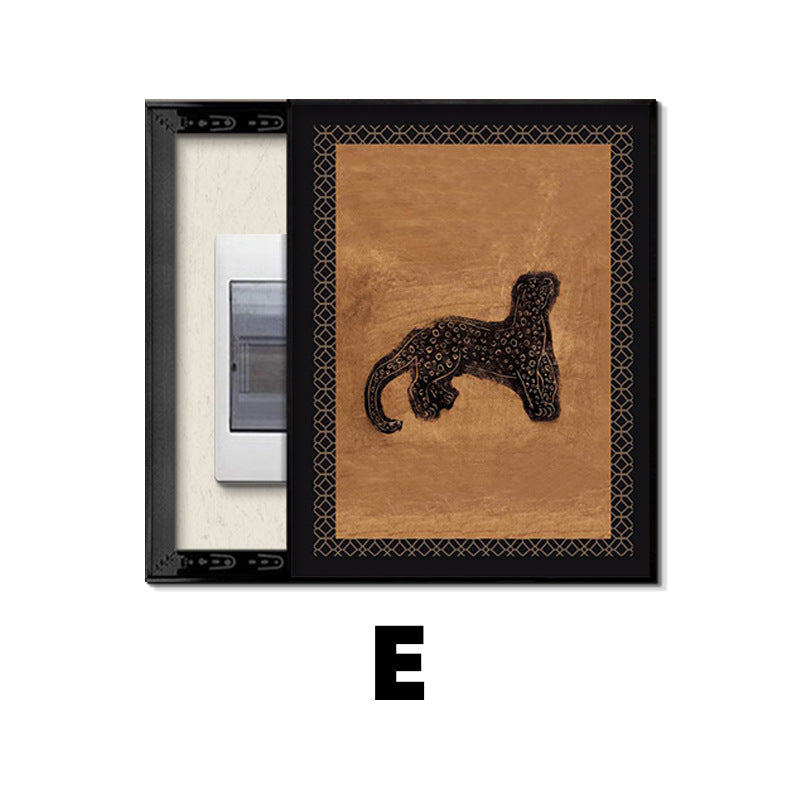 Medieval style meter box decorative painting 2024 new strong and weak distribution box switch box blocking hanging painting vertical free punching