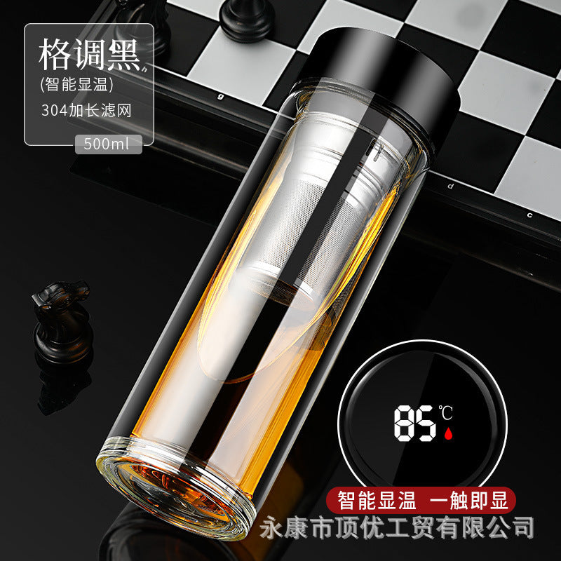 Wholesale smart premium glass cups: double-walled insulated, explosion-proof, tea infuser, perfect for business, office, home, and car