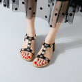 New summer flat heel retro ethnic open-toe sandals women's plus size beach shoes studded sandals