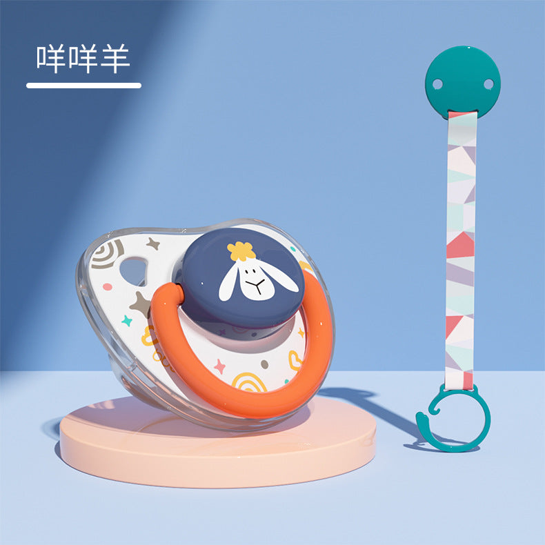 Pacifier soft silicone newborn baby comfort handy gadget sleep type artificial breast milk baby pacifier anti-drop chain
