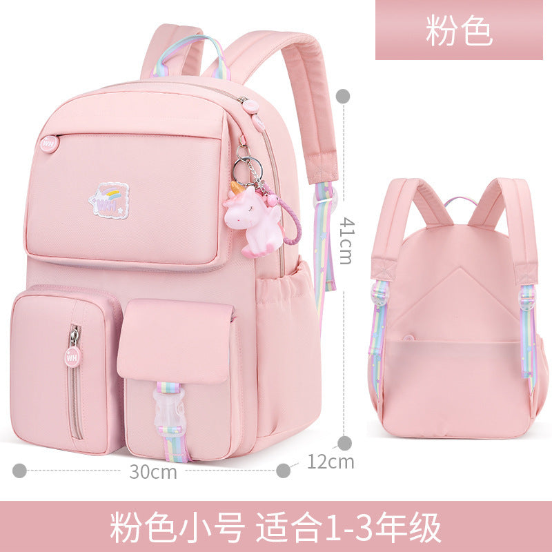 New 2023 primary school schoolbag for girls in grades 1 to 6 Cartoon children's spine care and burden reduction backpack