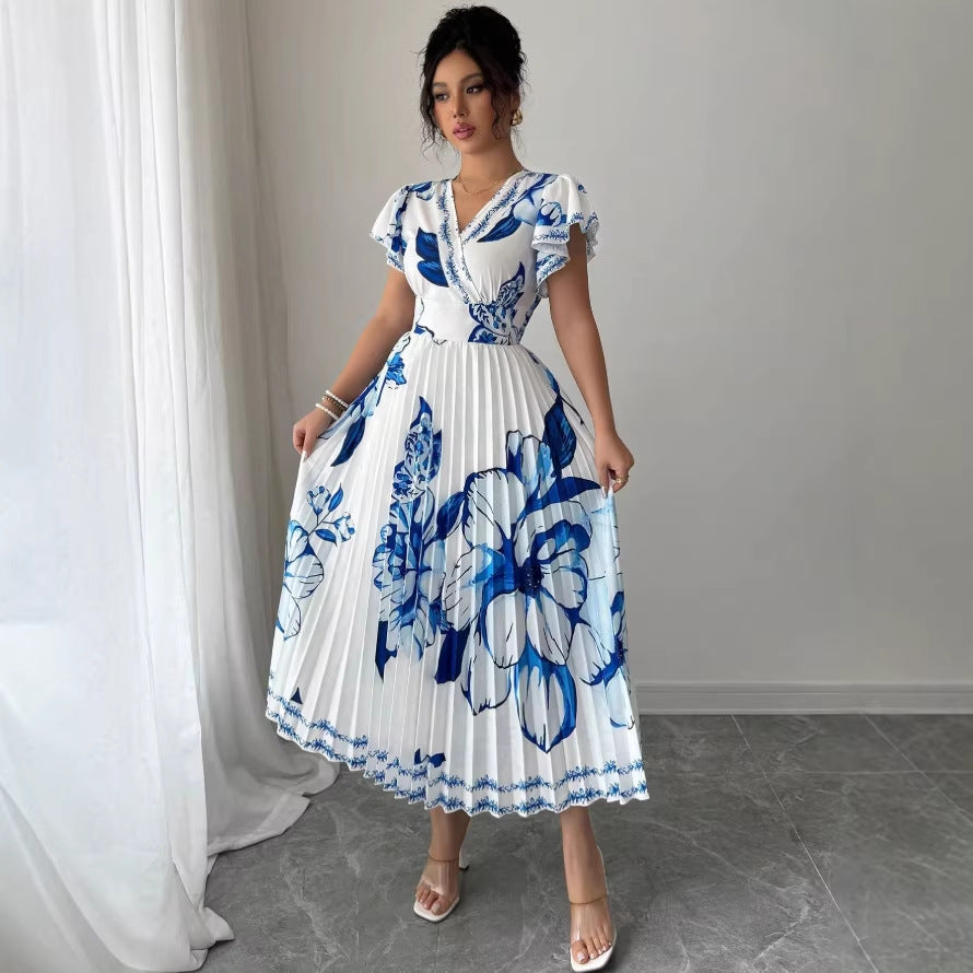 european and american women's clothing:  summer new arrivals - vacation style v-neck dress