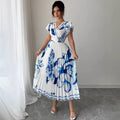 european and american women's clothing:  summer new arrivals - vacation style v-neck dress