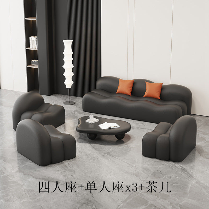 new leather reception desk wave rest area lounge seating for salon, office, and nordic living room