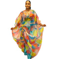 African wedding party dress - colorful leopard print batwing sleeve shirred design robe bubudress