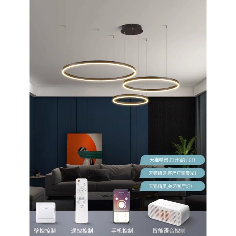Circle of Light Living Room Chandelier French Postmodern Simple Light Luxury Dining Room Light Duplex Circle Hall Lighting 1