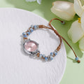Blue bead deep coffee thread sunburst pink
