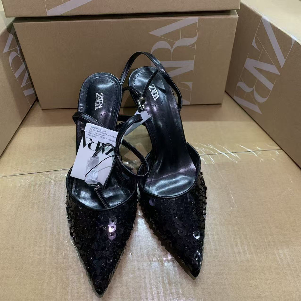 Za2025 stiletto heel pumps - wedding, professional, casual, minimalist, fashionable, sequined, and chic