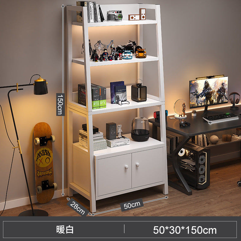 Shelf Floor-to-ceiling storage shelf Multi-layer bookshelf E-sports room Computer table Locker Wrought iron trapezoidal display shelf
