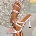 Casualoutwear patent leather thin strap bows high heels fashion single summer round toe open toe stiletto heels casual sandals fashion