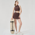 Short-sleeved yoga clothes, tight skirts, running sports vests, quick-drying short yoga tops, tennis skirt suits for women
