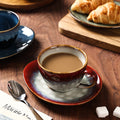 Japanese retro kiln-change ceramic coffee cup and saucer set - large capacity, premium feel mug for milk and beverages