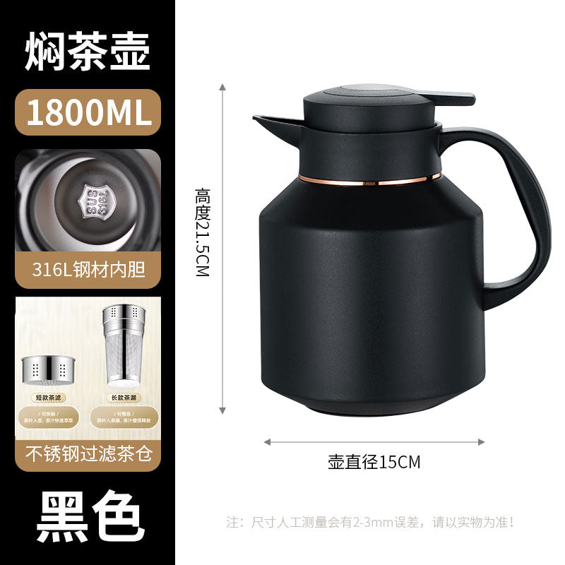 Household stew teapot 316 stainless steel 1.8l large capacity thermos bottle office dormitory tea water separation water kettle