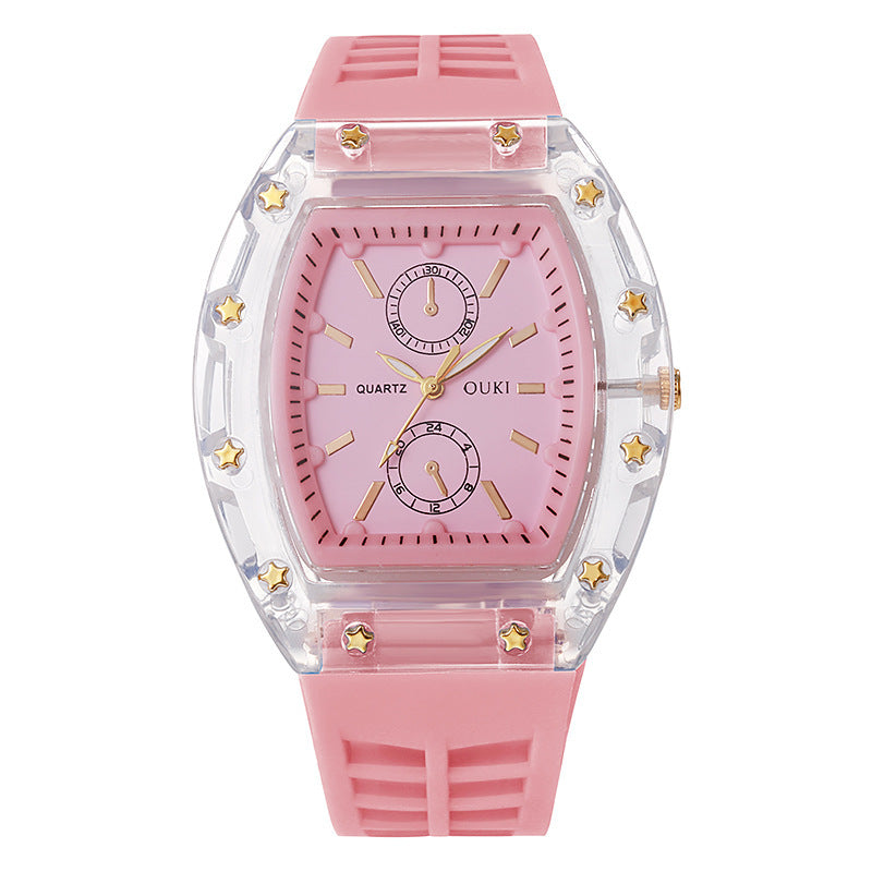 Transparent barrel-shaped new watch casualniche style cross-border richard series quartz watch barrel-shaped watch for men ⌚️