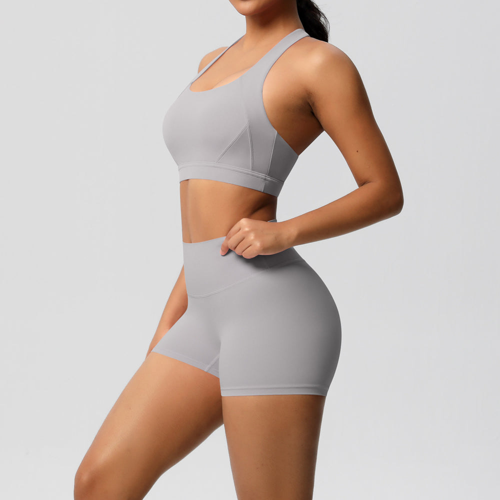 cloud-feeling tight yoga sports vest bubble wrap bra hip-lifting shorts running fitness yoga clothes two-piece set
