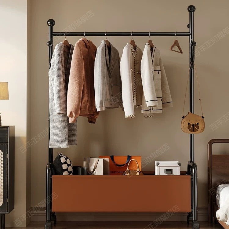 Popular floor-to-ceiling drying rack, multi-functional clothes hanging rod, indoor bedroom removable storage bedside coat rack