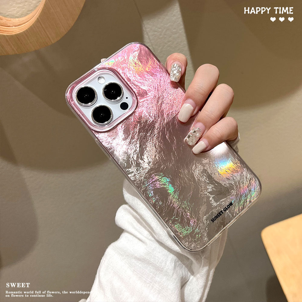 Girly pink sunset phone case for apple 16 pro max, anti-drop iphone 17 fashion protective cover