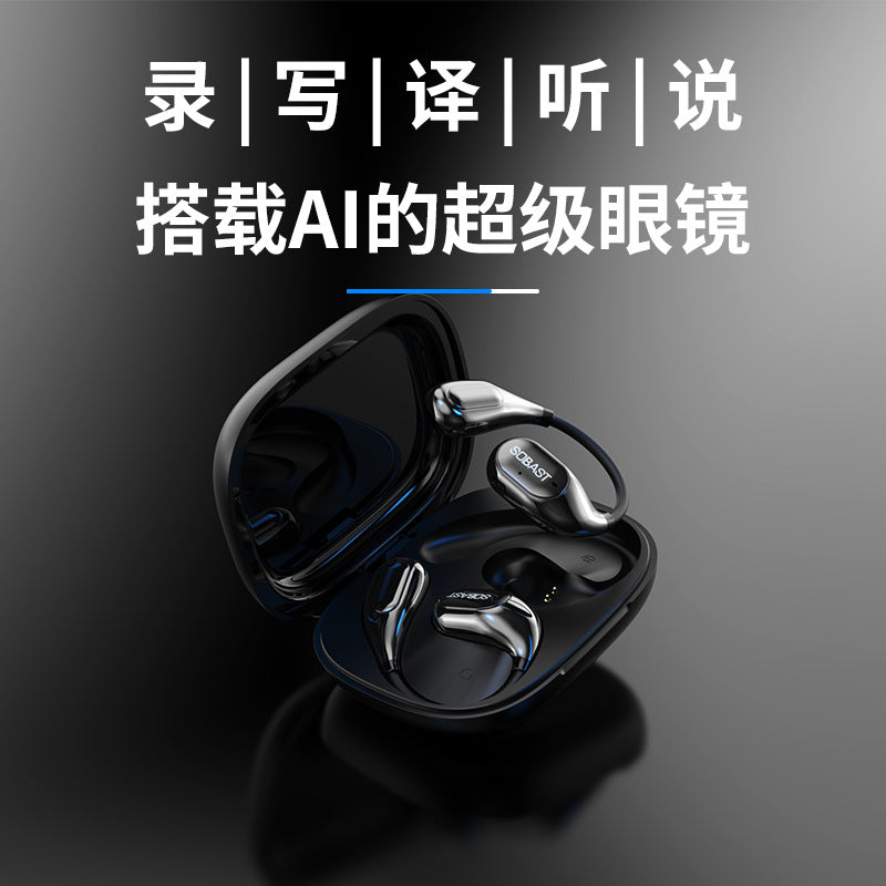 Sobes sow13pro touch screen ai translation earphones ows ear-hook open noise reduction wireless bluetooth headset