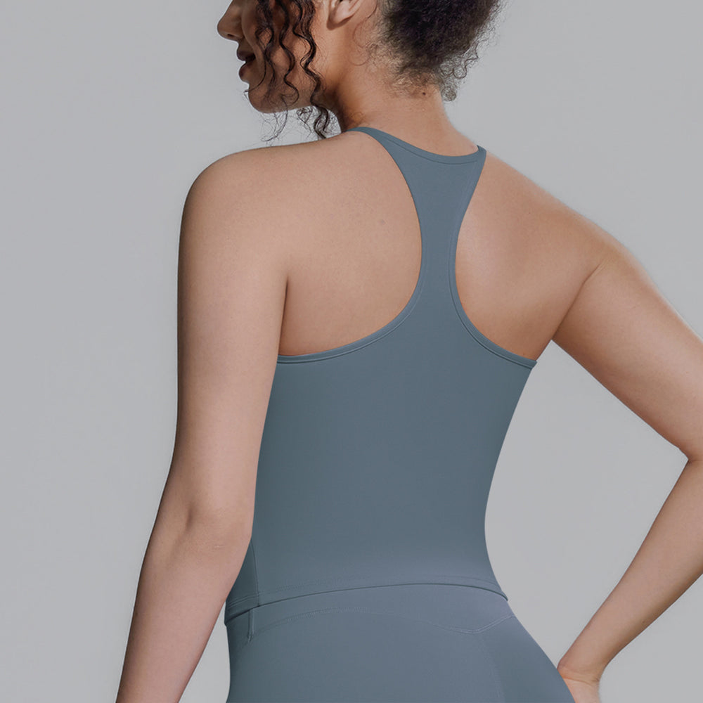New arrival cross-border double-sided brocade pure color i-shaped beautiful back breathable tight vest sports running fitness yoga wear tops