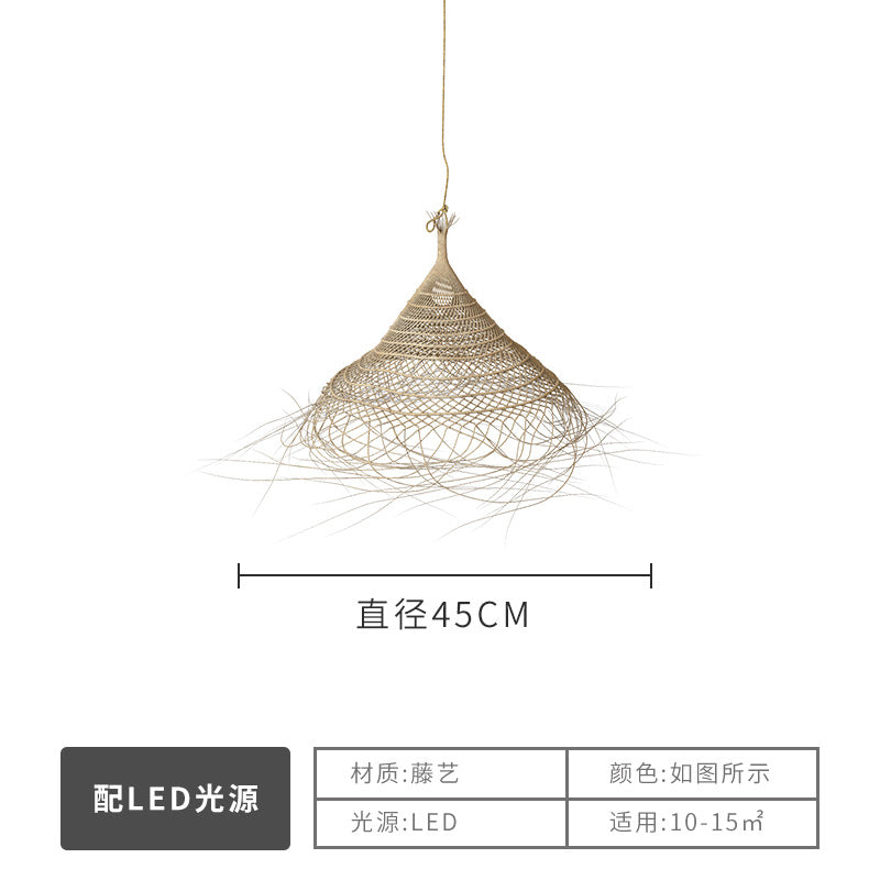 Wabi Silent Wind Catering Chandelier Chinese Living Room Dining Room Tea Room Zen Light Homestay Study Bedside Japanese Rattan Chandelier