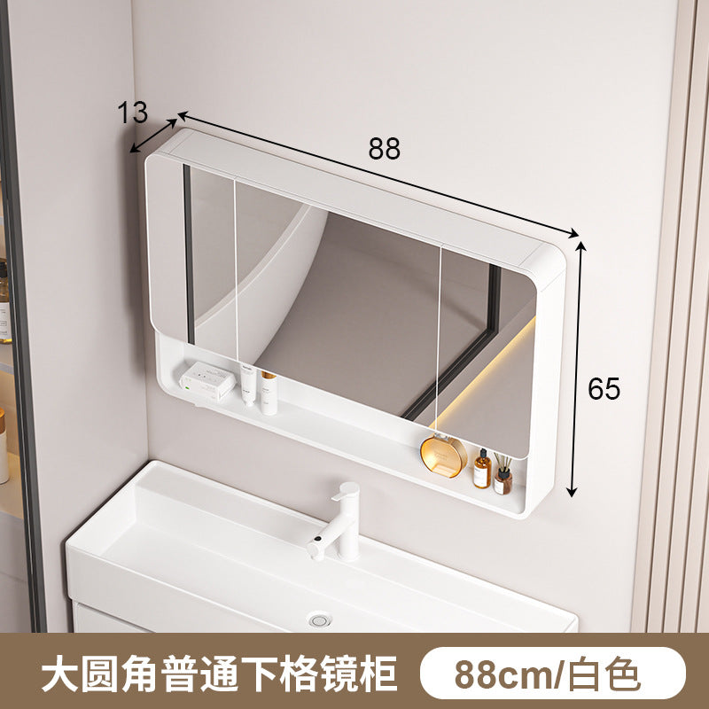 Honeycomb aluminum arc bathroom mirror cabinet lighting locker toilet wall-mounted mirror with vanity mirror smart mirror case