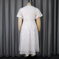 african plus size round neck lace puff sleeve dress high waist silma swing banquet evening dress dress