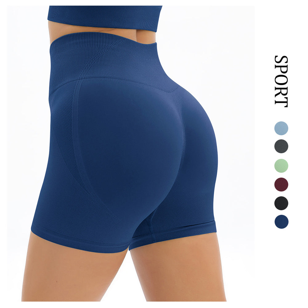 Clearance: european & american style peach lift seamless knit high-waisted yoga shorts - perfect for fitness, running, and yoga