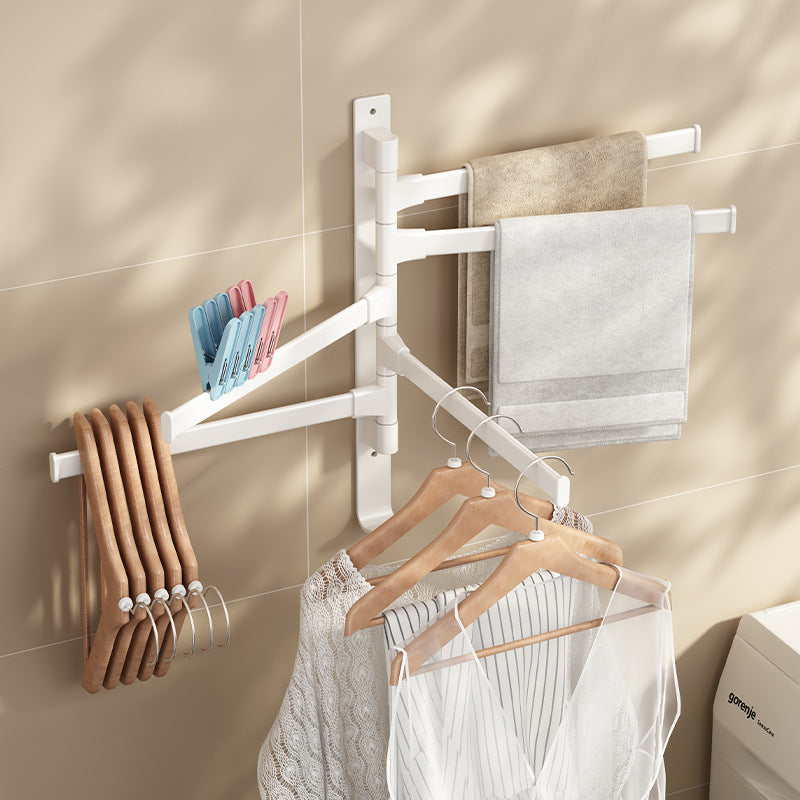 Rotating Towel Rack Toilet No Punching White Wall Hanging Space Aluminum Storage Hanger Towel Bar Bathroom Shelf