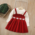 Kidssweaterlong skirtfall and winter new new year's greetings style bows christmas skirt girldress