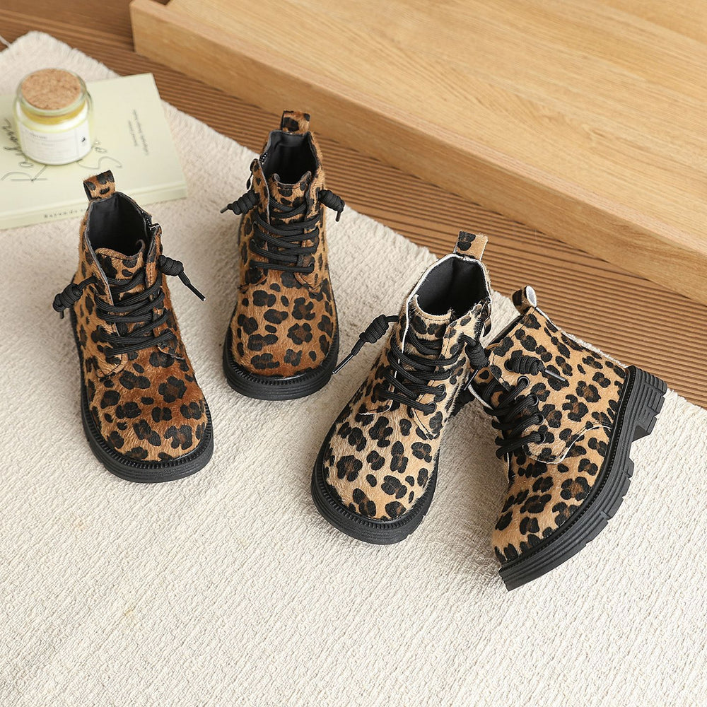 Fanka haomuplus size thick heel round toe leopard print short boots women's suede manufacturer in stockfall and winter women's boots