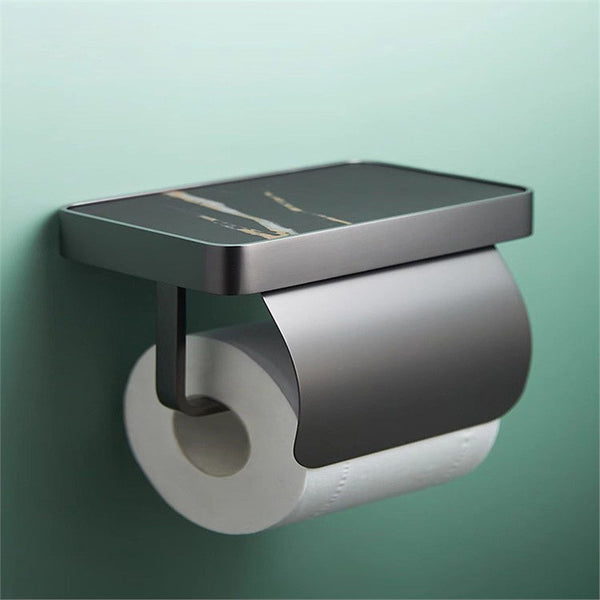 Toilet Roll Rack Storage Toilet Paper Rack Rock Slate with Cover Light Luxury Creative No Punching Tissue Rack Tissue Box