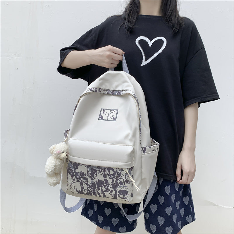 New backpack women's Korean version large capacity Harajuku ulzzang schoolbag ins high school student simple canvas backpack