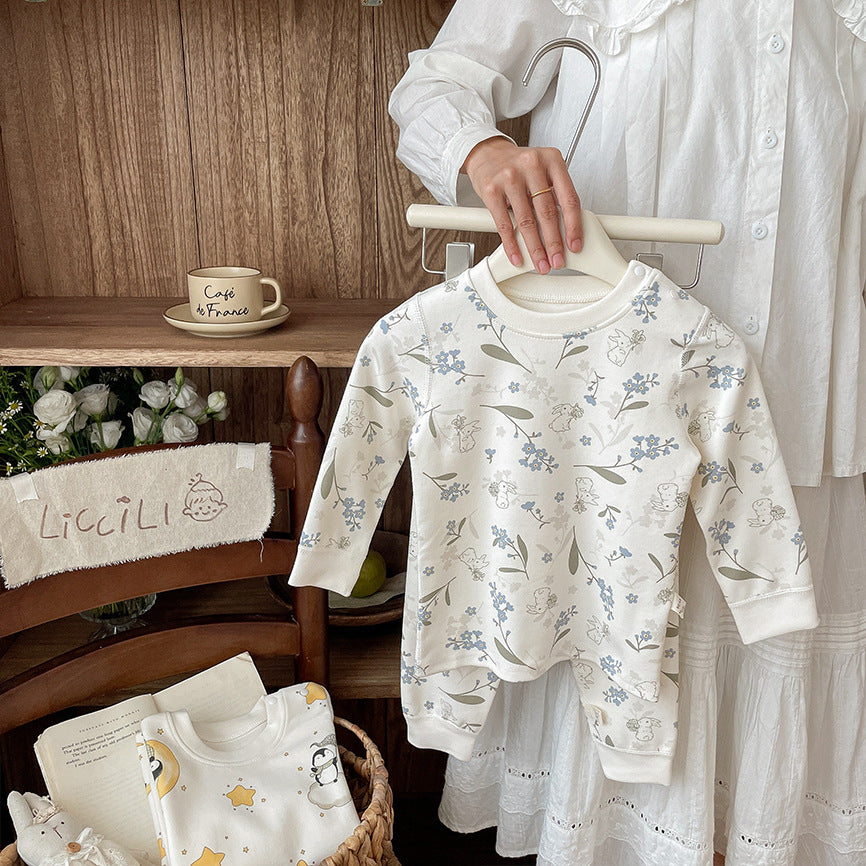 Kidsfall and winter shu velvet 300gthickenedpure cotton autumn clothes and long trousers home clothes suit class a boneless