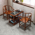 Solid wood balcony tea table small coffee table tea table and chair combination all-in-one complete set with water kettle stone plate zhuo casual