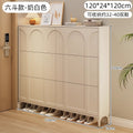 Cream-colored, 120cm long, 24cm thick, and 118cm high (six-compartment rolling bin)