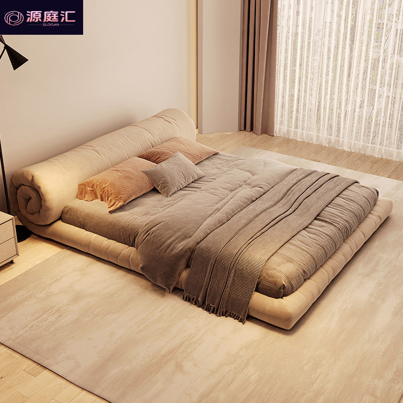 Fabric bed italian normcore wabi-sabi style master bedroom for home modern casual 15.18m m technology cloth bed flower roll bed