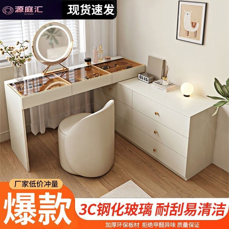 Corner dresser chest of drawers all-in-one cream style popular retractable dressing table bedroom ultra-thin dressing table